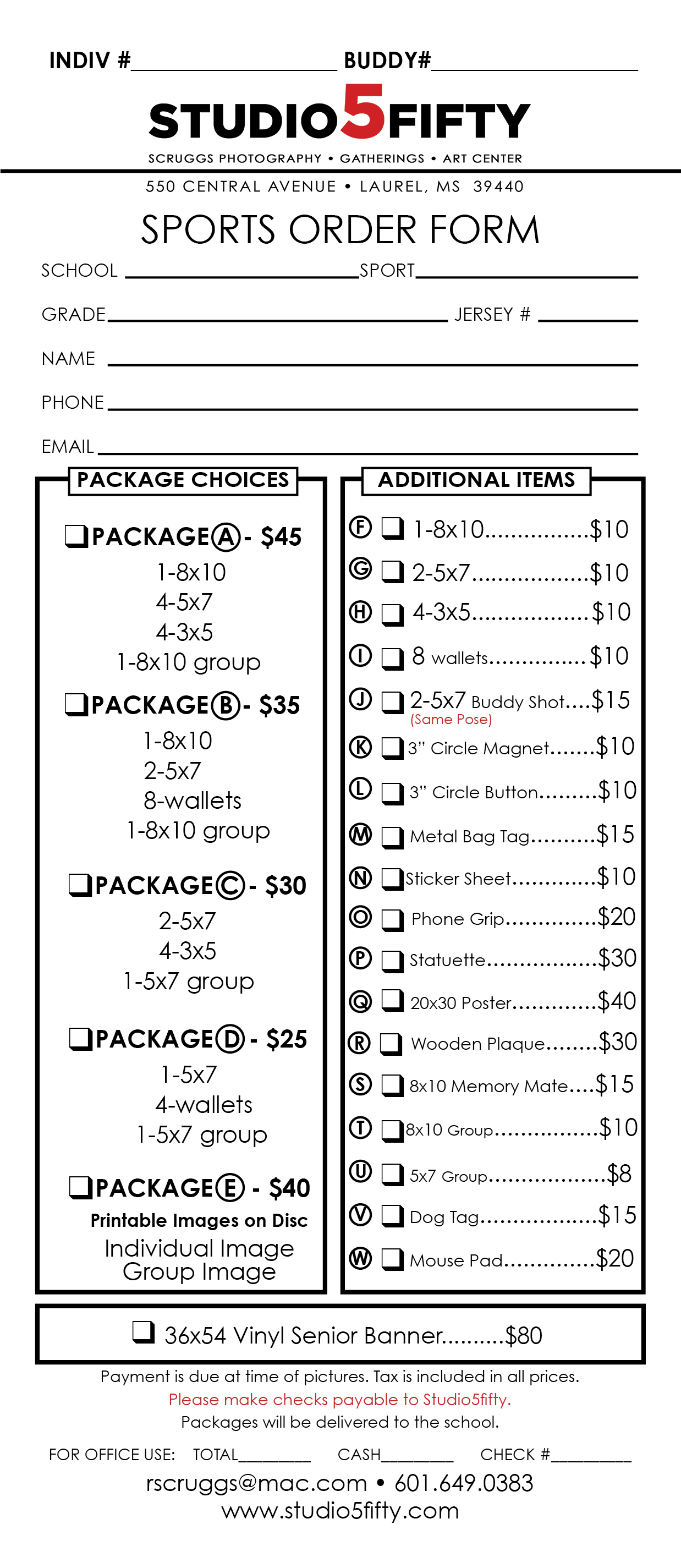 band photo order form